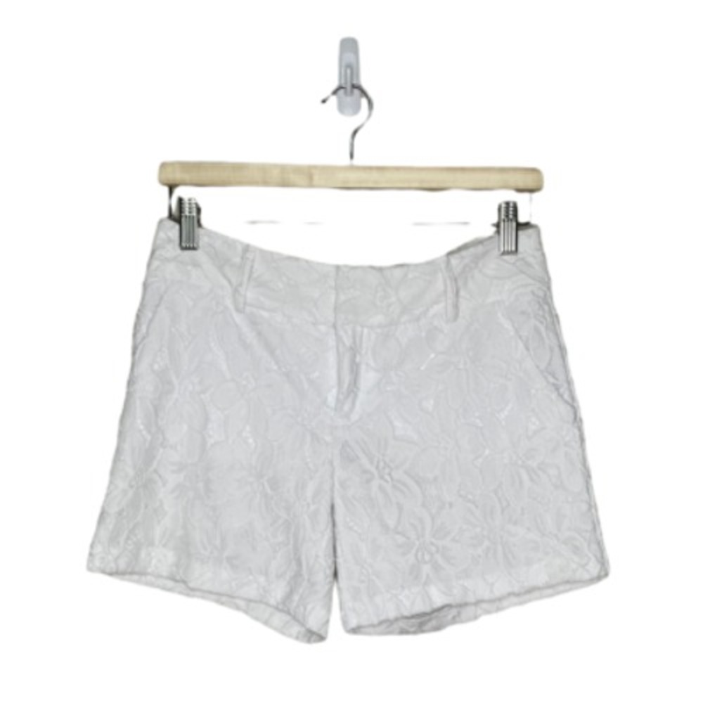 INC International Concepts Shorts Women 0 White Lace Chino Trendy Coastal Vacay